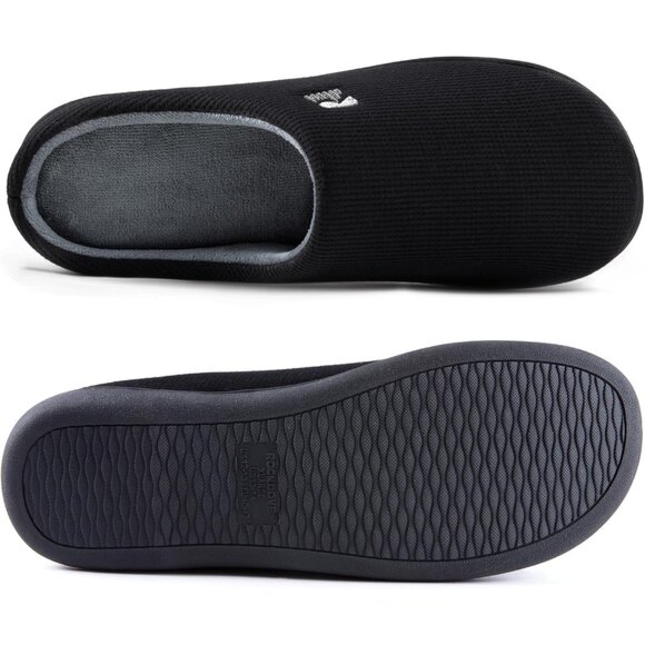 Women's Black-Grey Two-Tone Memory Foam Slipper Closed-Toe Indoor House Shoes - Picture 2 of 6